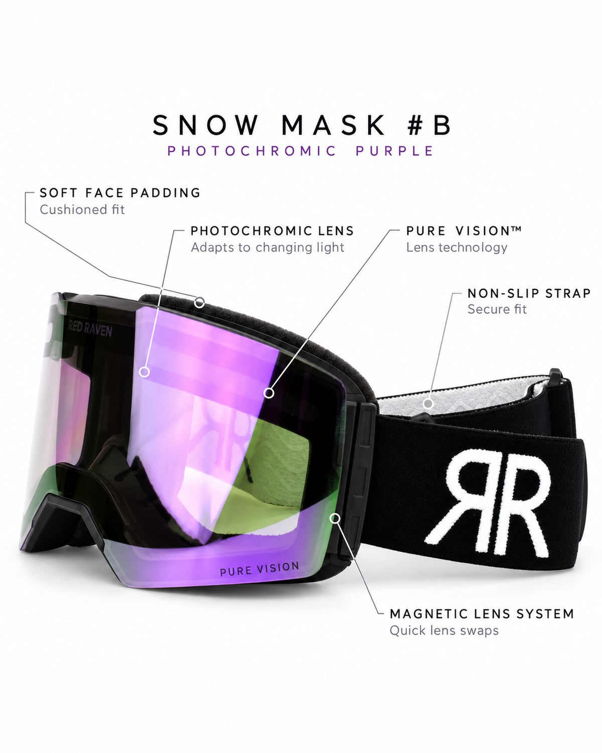 SNOW MASK #B BLACK PURPLE - PHOTOCHROMIC