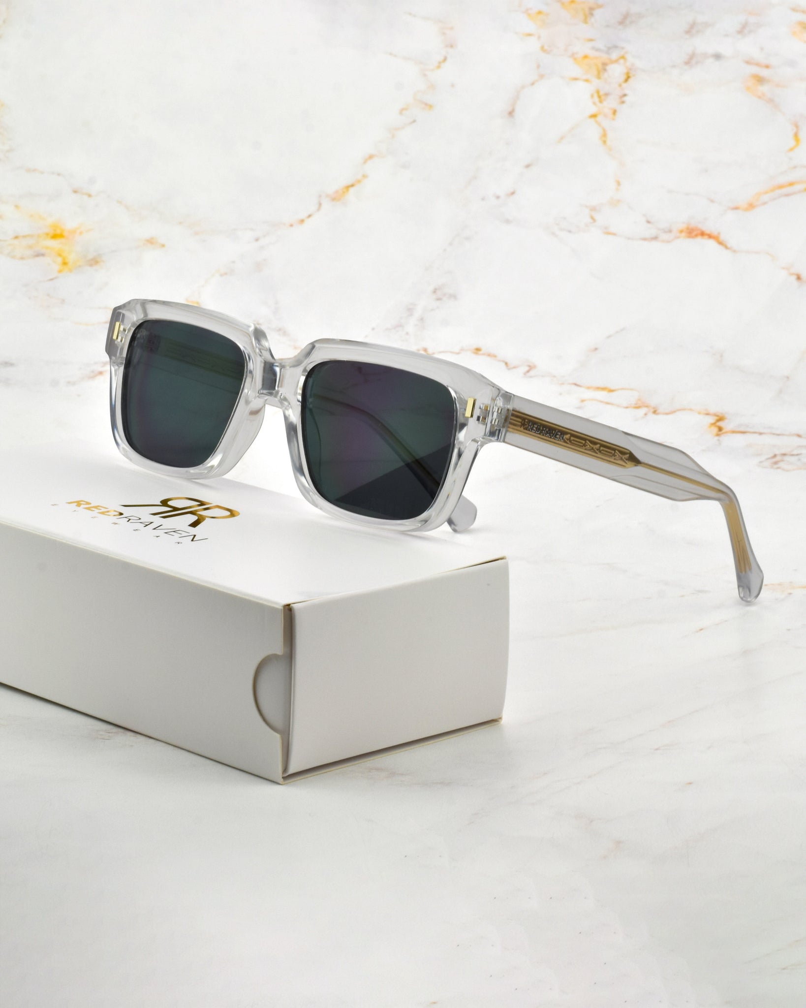 Men's Sunglasses Red Raven White