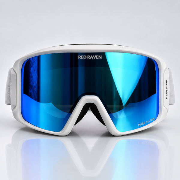 SNOW MASK #ALPINE SERIES WHITE LIGHT BLUE