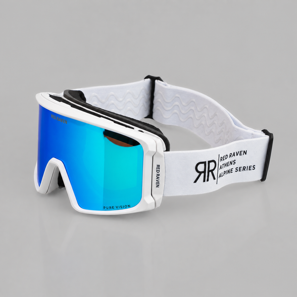 SNOW MASK #ALPINE SERIES WHITE LIGHT BLUE