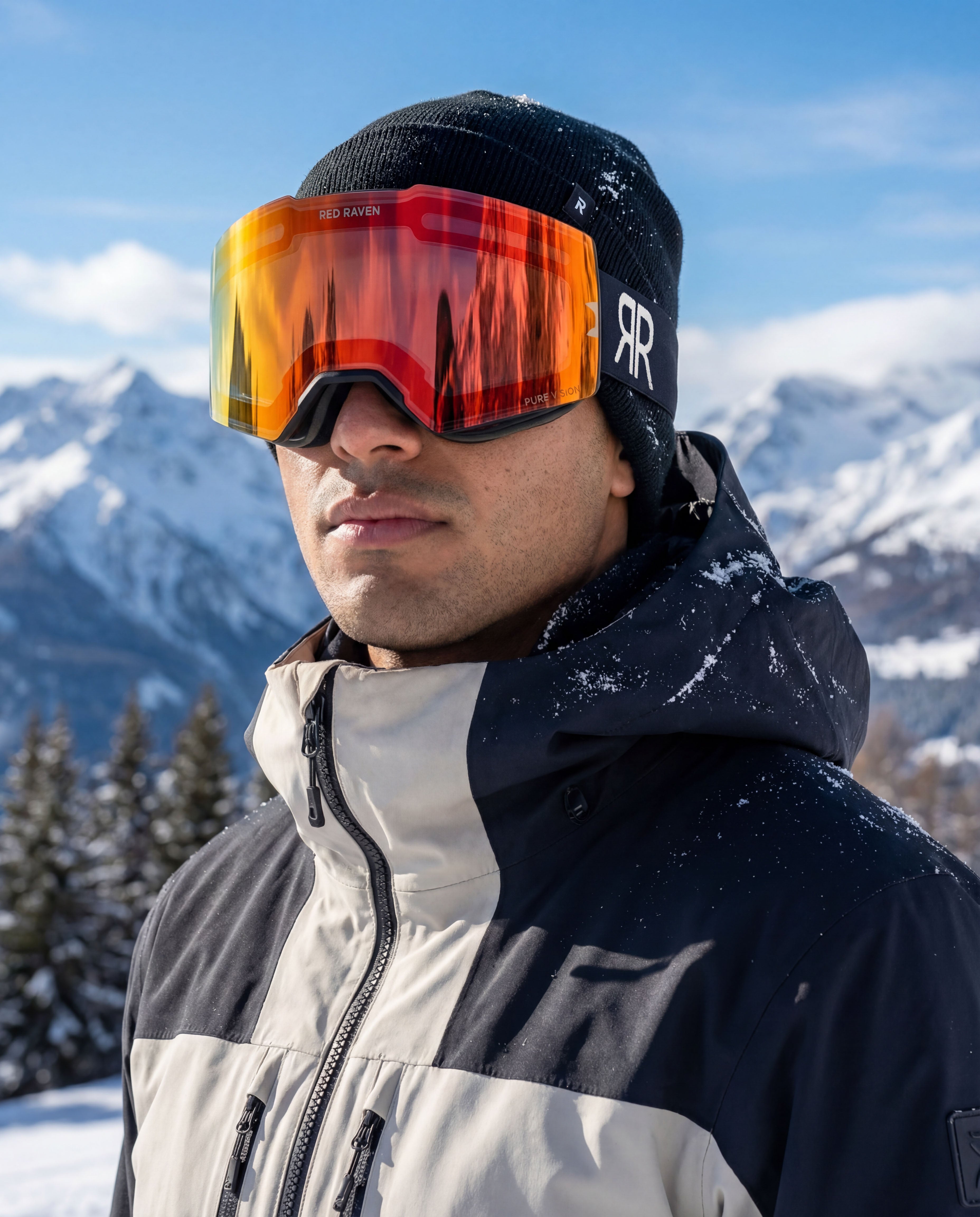 SNOW MASK #B BLACK RED - PHOTOCHROMIC 