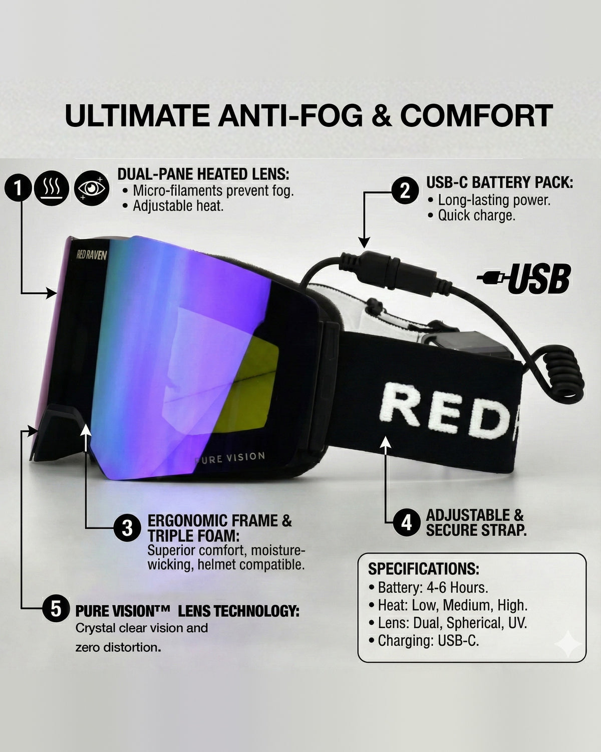 SNOW MASK HEATED #B DEEP PURPLE