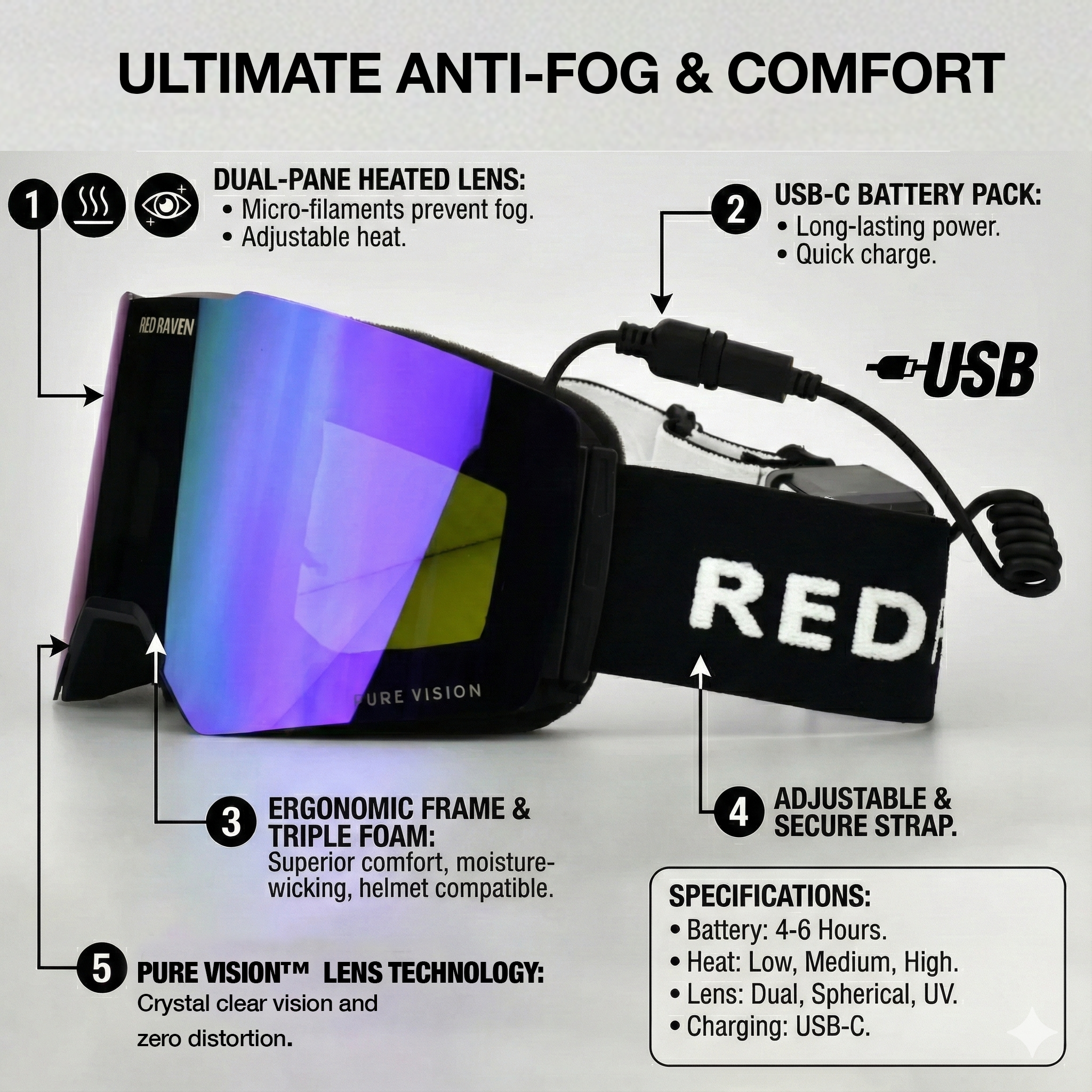 HEATED SNOW MASK #B DEEP PURPLE 