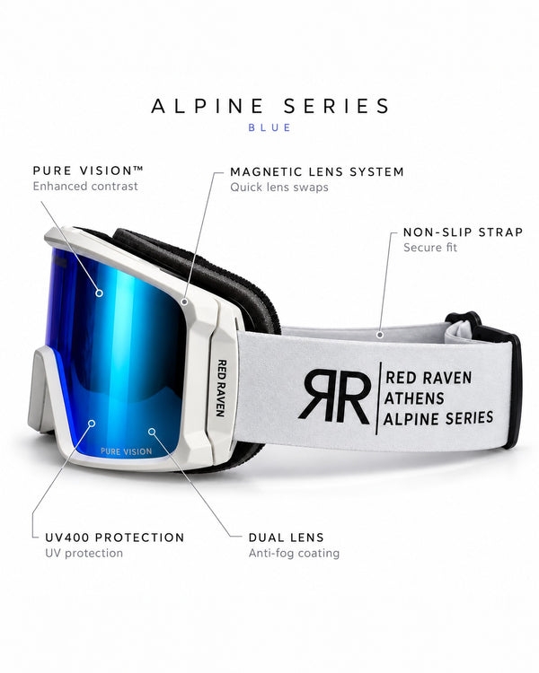 SNOW MASK #ALPINE SERIES WHITE LIGHT BLUE