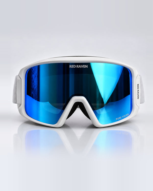 SNOW MASK #ALPINE SERIES WHITE LIGHT BLUE